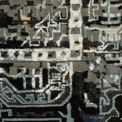 Gemini Distressed Charcoal/ Multi Medallion Cut Pile Rug