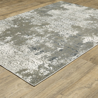Gemini Distressed Beige/ Grey Abstract Cut Pile Rug