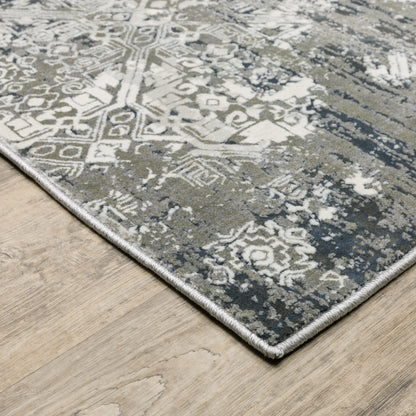 Gemini Distressed Beige/ Grey Abstract Cut Pile Rug