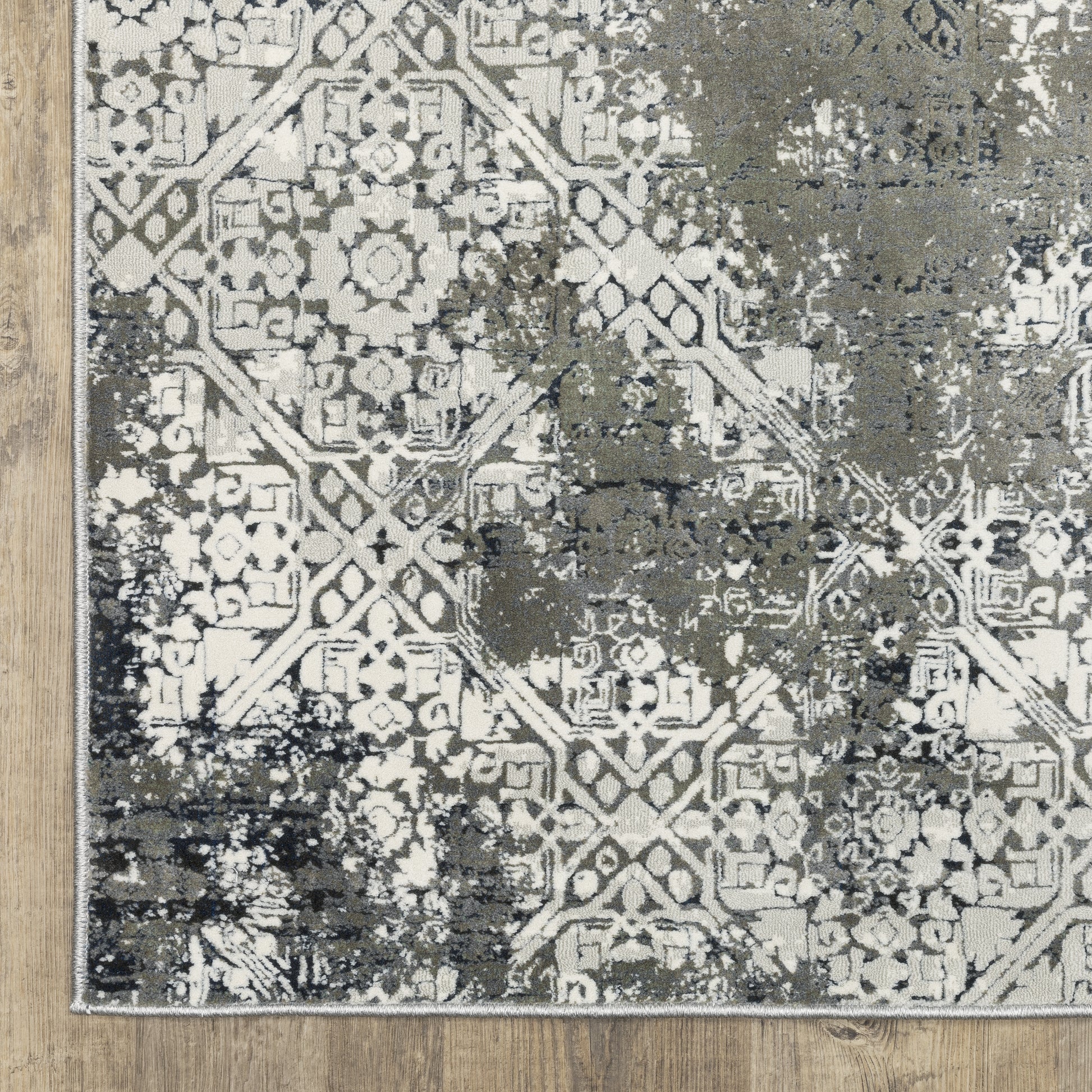 Gemini Distressed Beige/ Grey Abstract Cut Pile Rug