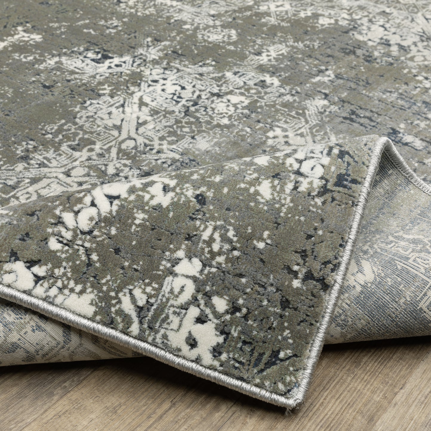 Gemini Distressed Beige/ Grey Abstract Cut Pile Rug