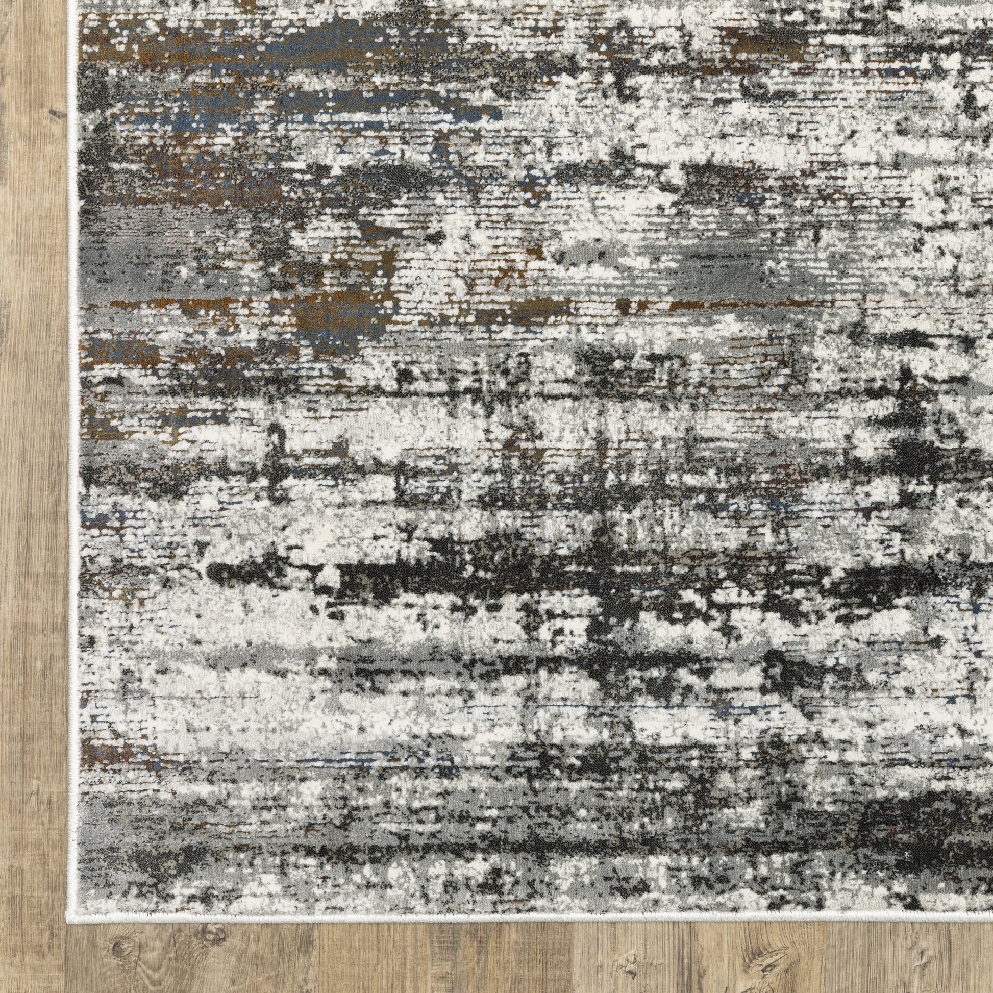 Gemini Distressed Charcoal/ Grey Abstract Cut Pile Rug