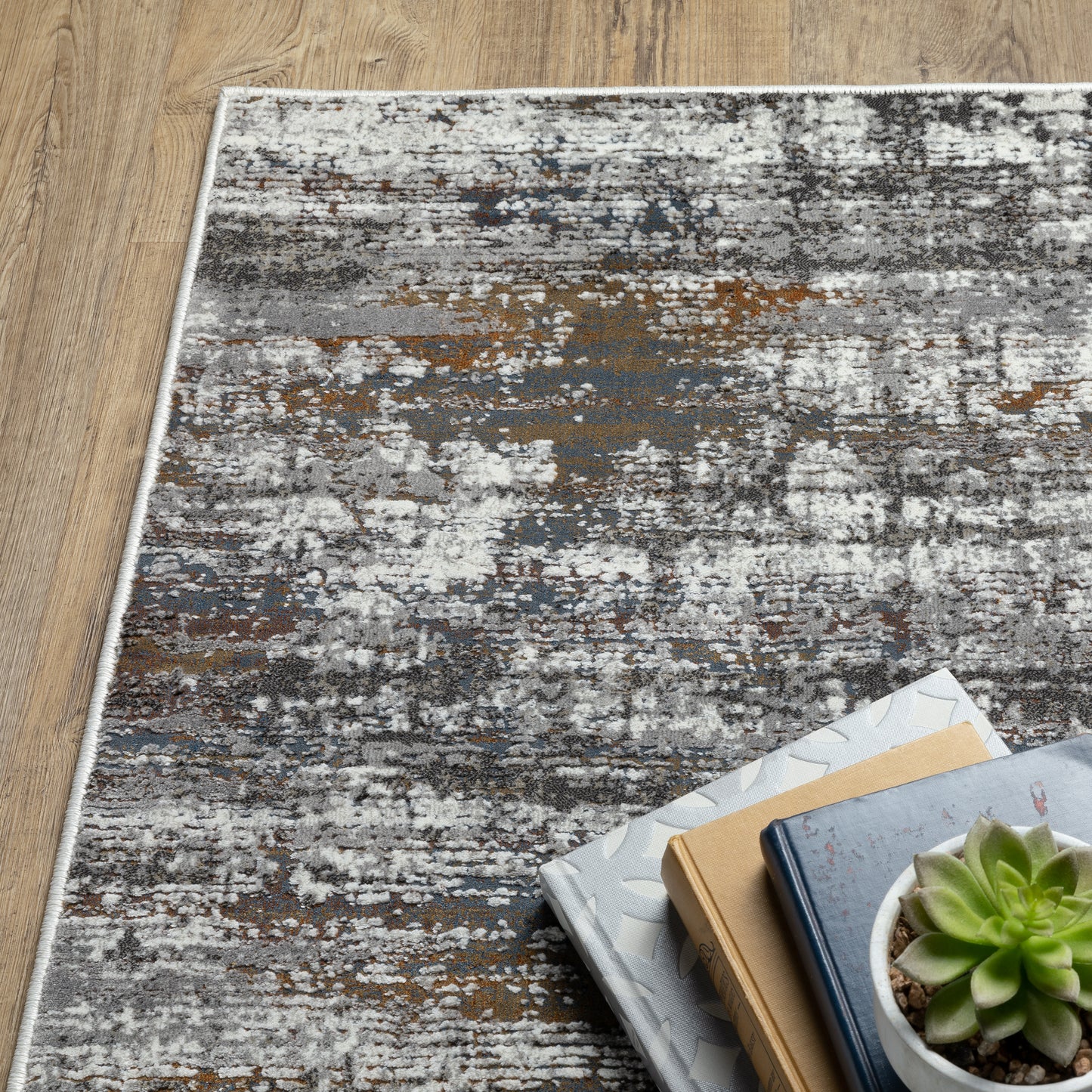 Gemini Distressed Charcoal/ Grey Abstract Cut Pile Rug