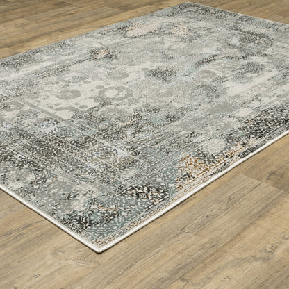 Gemini Distressed Grey/ Multi Oriental Cut Pile Rug