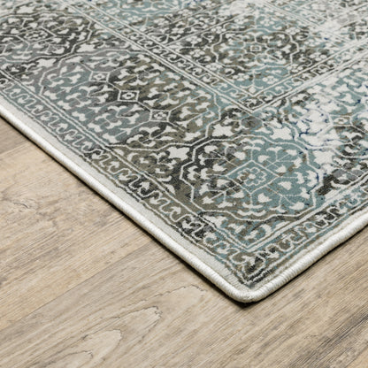 Gemini Distressed Grey/ Multi Oriental Cut Pile Rug