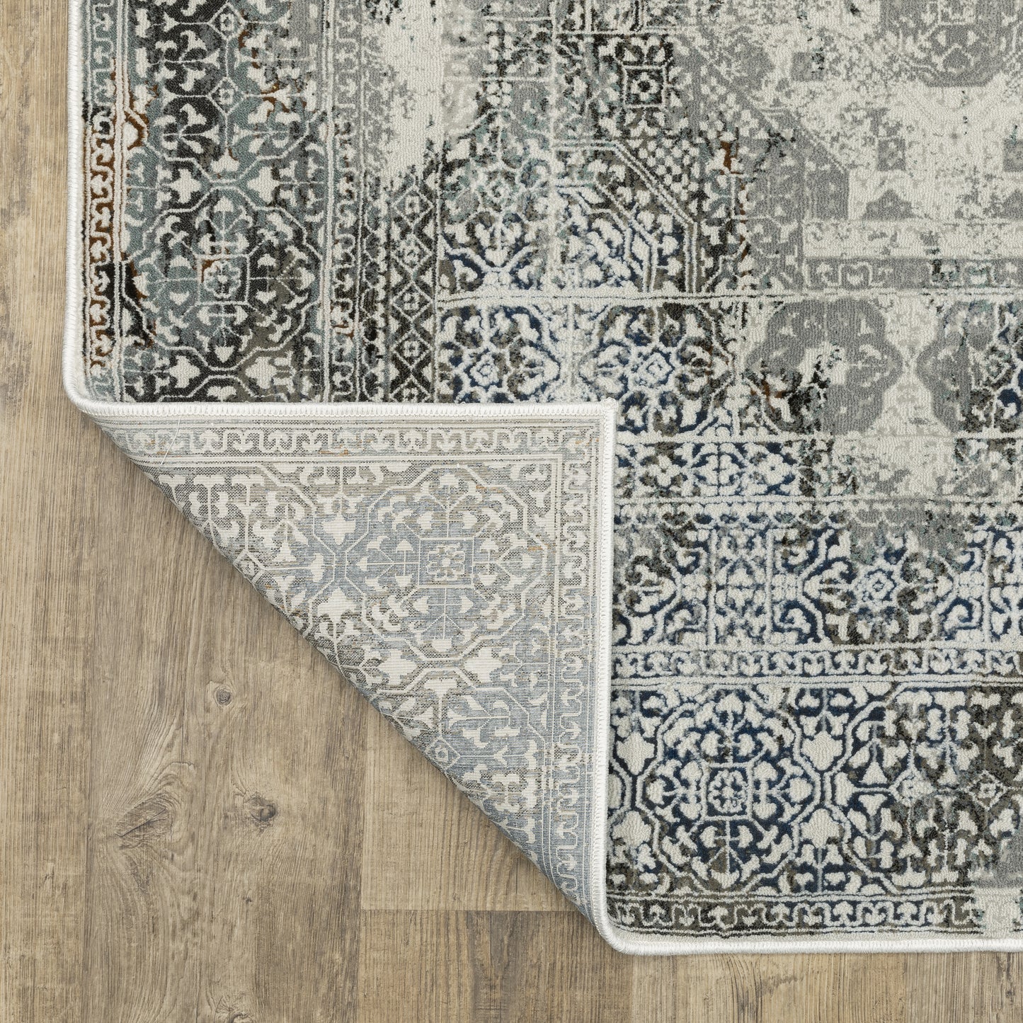 Gemini Distressed Grey/ Multi Oriental Cut Pile Rug