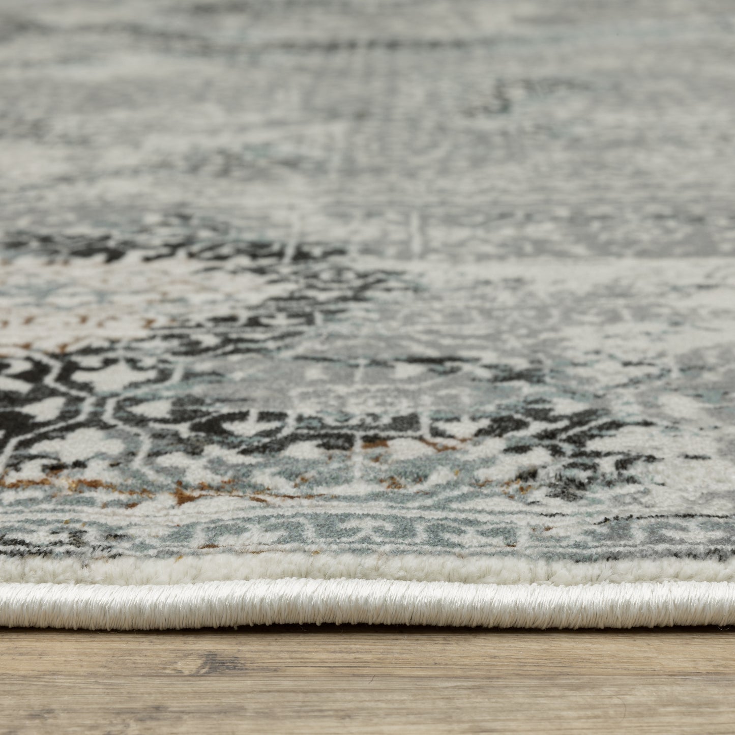 Gemini Distressed Grey/ Multi Oriental Cut Pile Rug