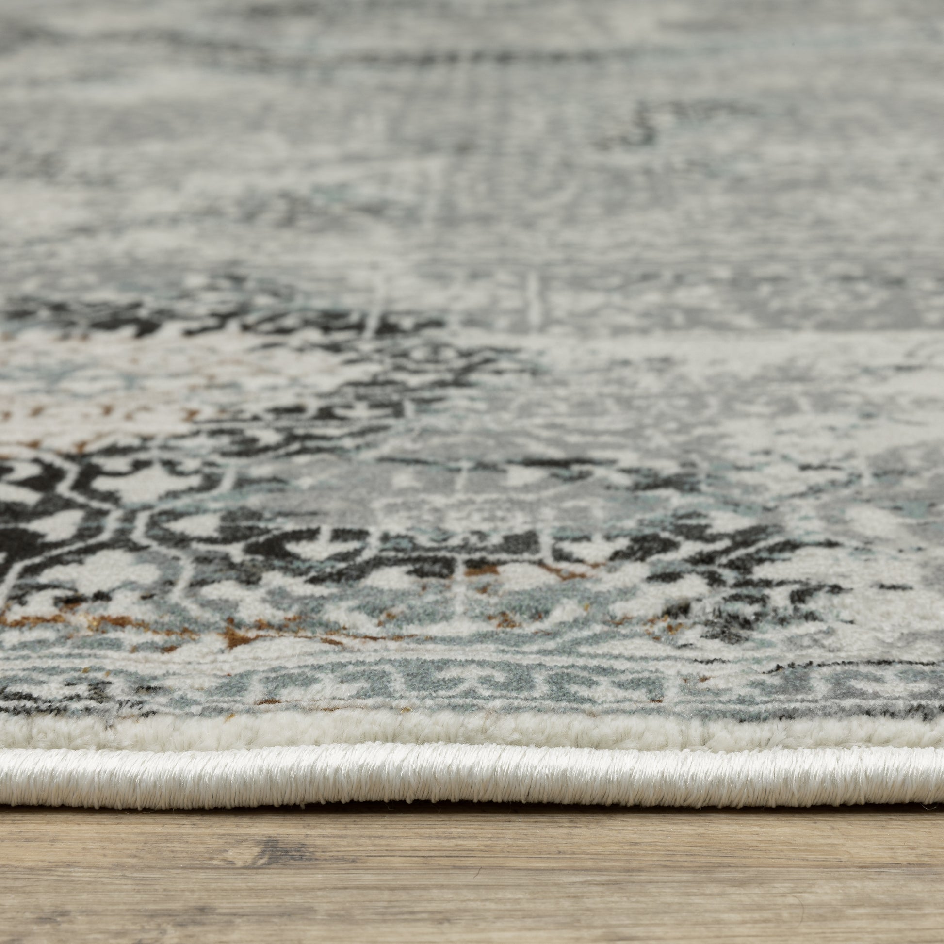 Gemini Distressed Grey/ Multi Oriental Cut Pile Rug