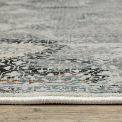 Gemini Distressed Grey/ Multi Oriental Cut Pile Rug