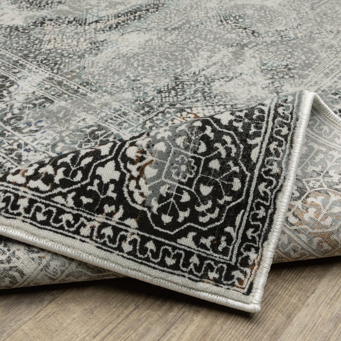 Gemini Distressed Grey/ Multi Oriental Cut Pile Rug