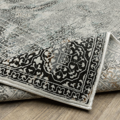 Gemini Distressed Grey/ Multi Oriental Cut Pile Rug