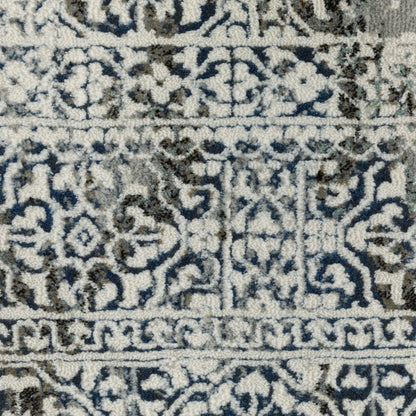 Gemini Distressed Grey/ Multi Oriental Cut Pile Rug
