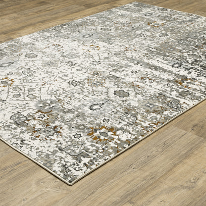Gemini Distressed Ivory/ Multi Oriental Cut Pile Rug