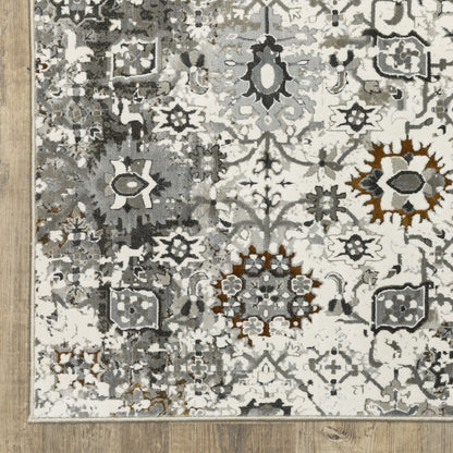 Gemini Distressed Ivory/ Multi Oriental Cut Pile Rug