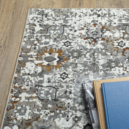 Gemini Distressed Ivory/ Multi Oriental Cut Pile Rug