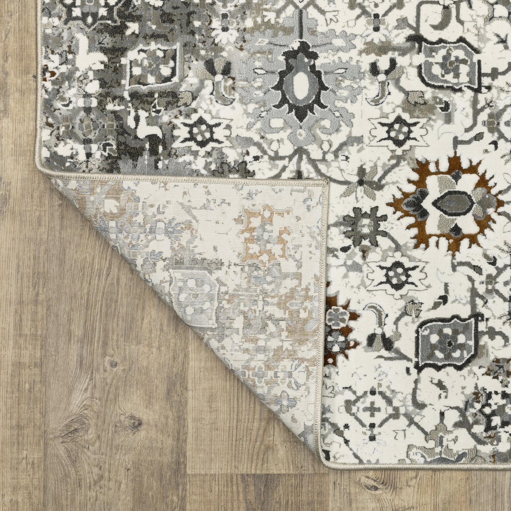 Gemini Distressed Ivory/ Multi Oriental Cut Pile Rug