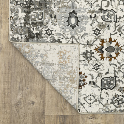 Gemini Distressed Ivory/ Multi Oriental Cut Pile Rug