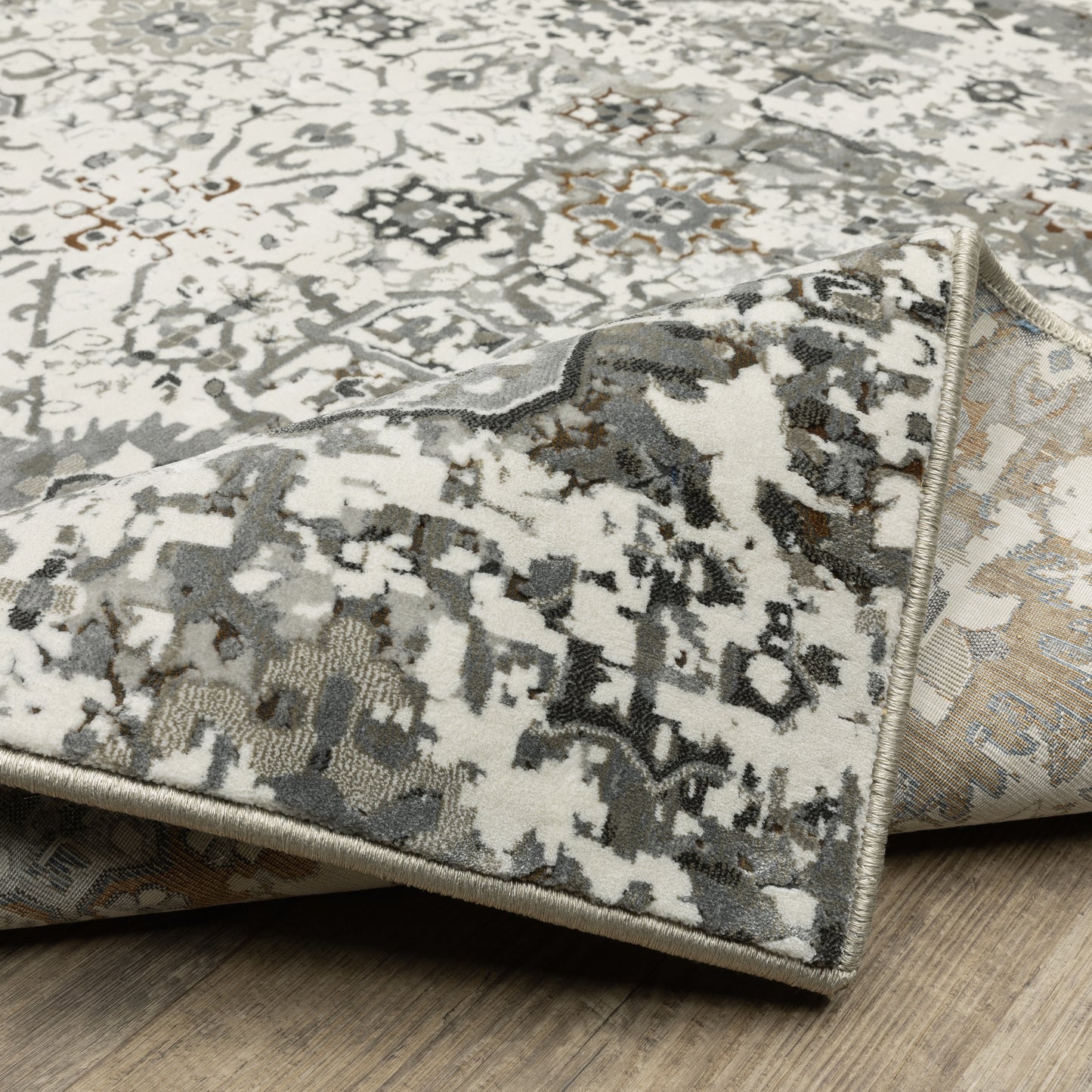 Gemini Distressed Ivory/ Multi Oriental Cut Pile Rug