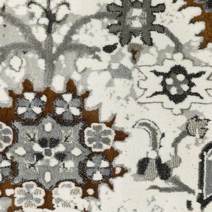 Gemini Distressed Ivory/ Multi Oriental Cut Pile Rug