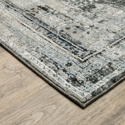 Gemini Distressed Charcoal/ Grey Floral Cut Pile Rug