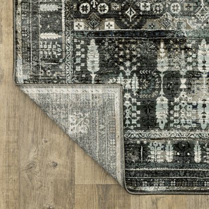 Gemini Distressed Charcoal/ Grey Floral Cut Pile Rug