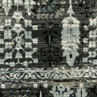 Gemini Distressed Charcoal/ Grey Floral Cut Pile Rug