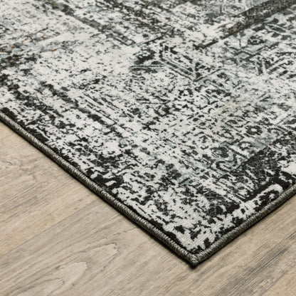 Gemini Distressed Charcoal/ Grey Medallion Cut Pile Rug