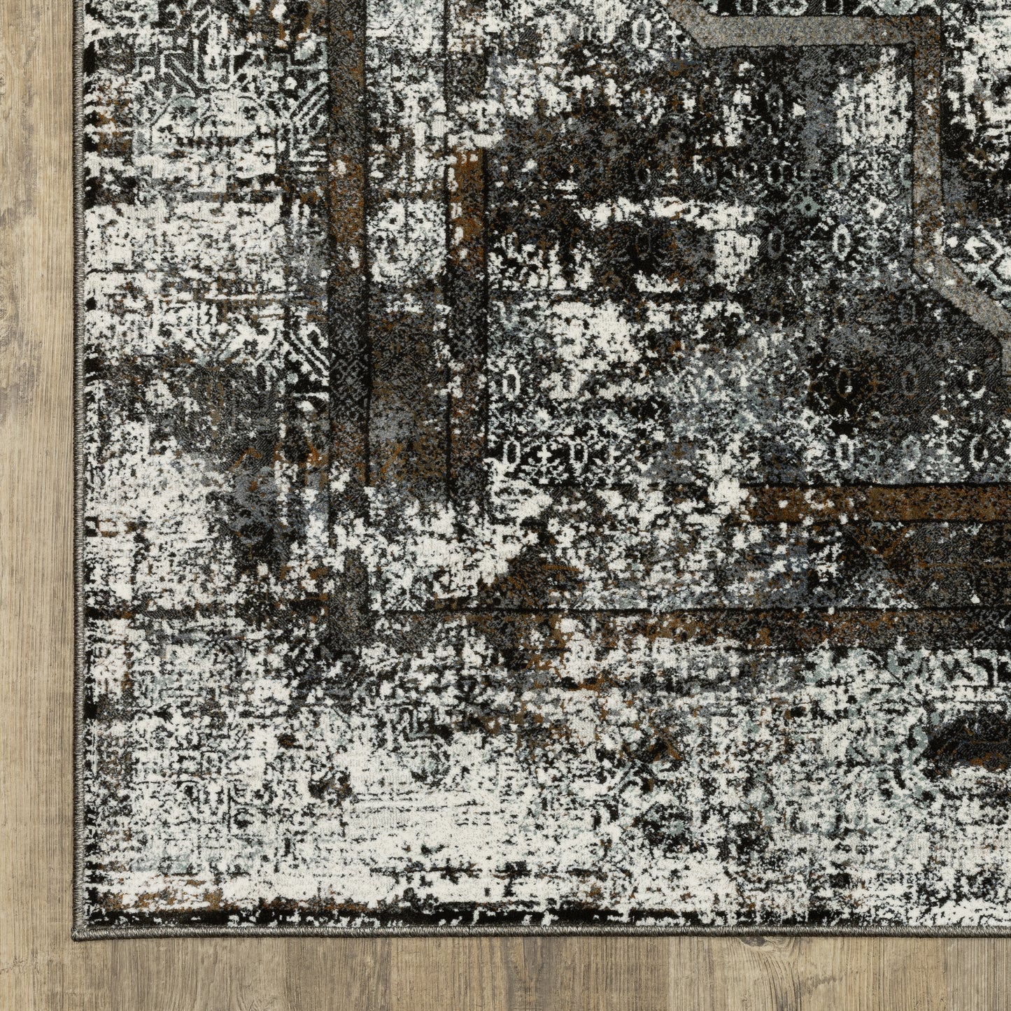 Gemini Distressed Charcoal/ Grey Medallion Cut Pile Rug