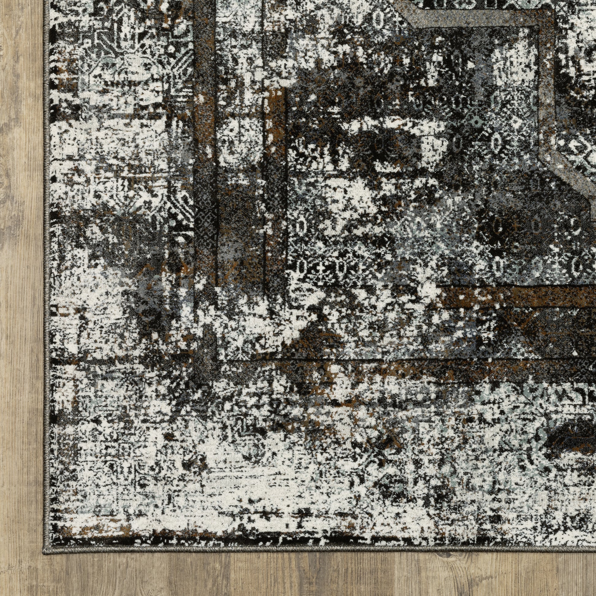 Gemini Distressed Charcoal/ Grey Medallion Cut Pile Rug