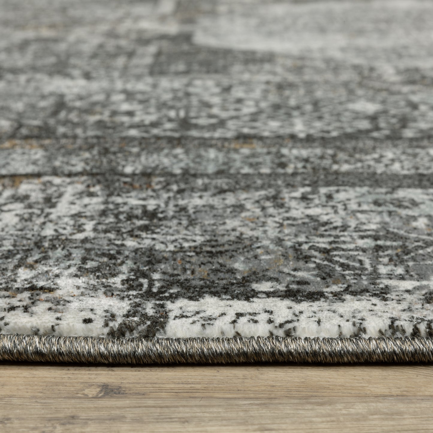 Gemini Distressed Charcoal/ Grey Medallion Cut Pile Rug