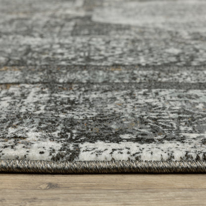 Gemini Distressed Charcoal/ Grey Medallion Cut Pile Rug