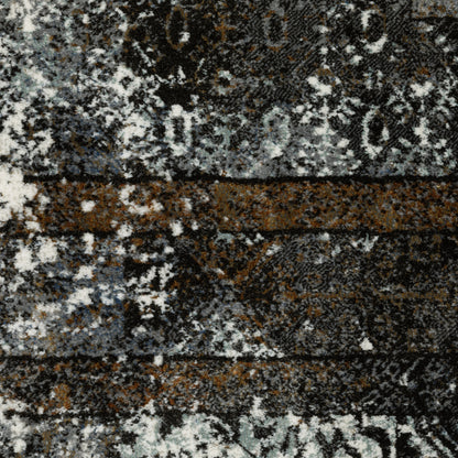 Gemini Distressed Charcoal/ Grey Medallion Cut Pile Rug