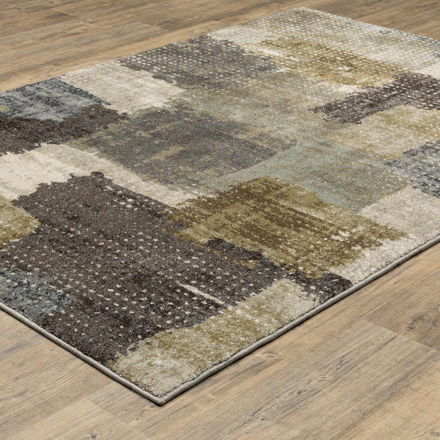 Gemma Abstract Green/ Brown Cut Pile Rug