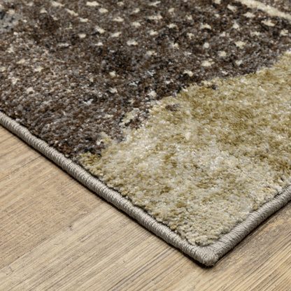 Gemma Abstract Green/ Brown Cut Pile Rug