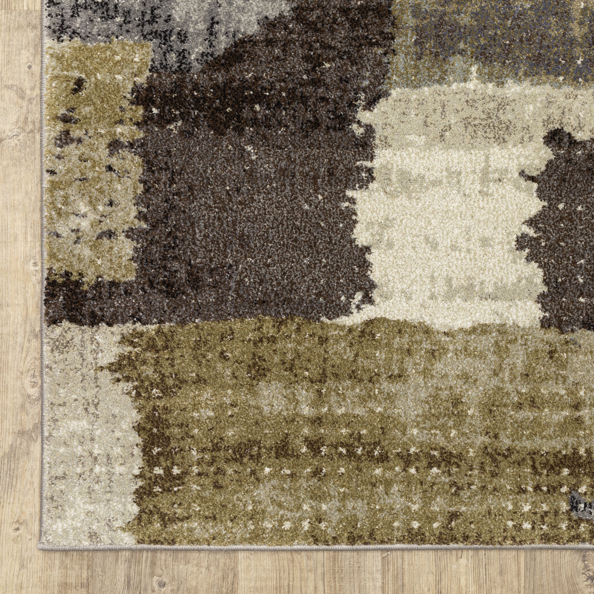 Gemma Abstract Green/ Brown Cut Pile Rug