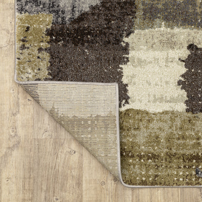 Gemma Abstract Green/ Brown Cut Pile Rug