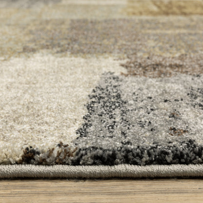 Gemma Abstract Green/ Brown Cut Pile Rug