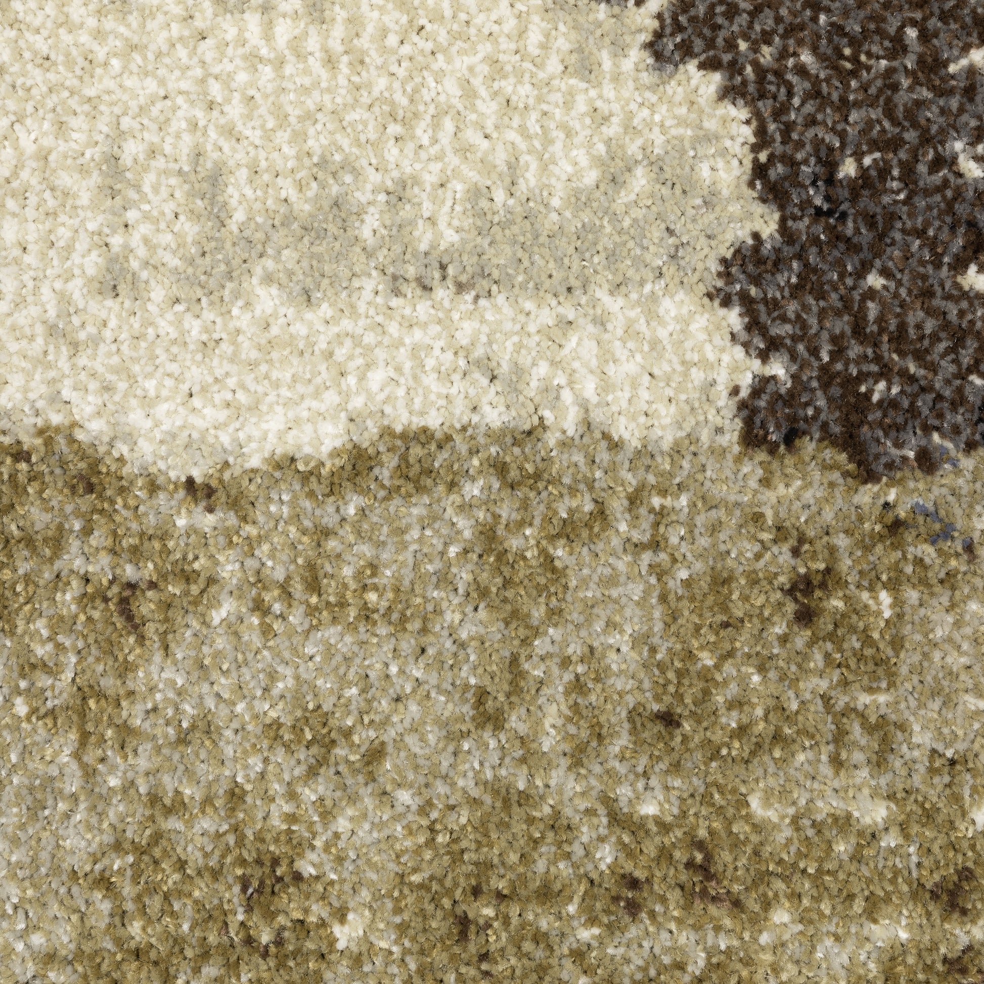 Gemma Abstract Green/ Brown Cut Pile Rug