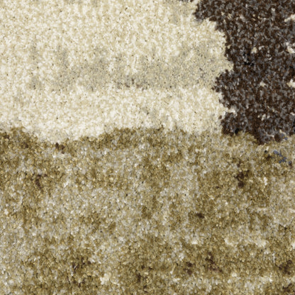 Gemma Abstract Green/ Brown Cut Pile Rug