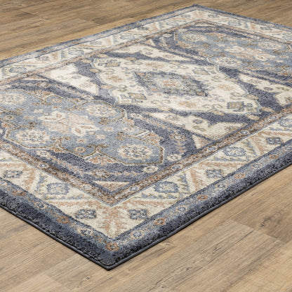 Gemma Medallion Blue/ Rust Oriental Cut Pile Rug