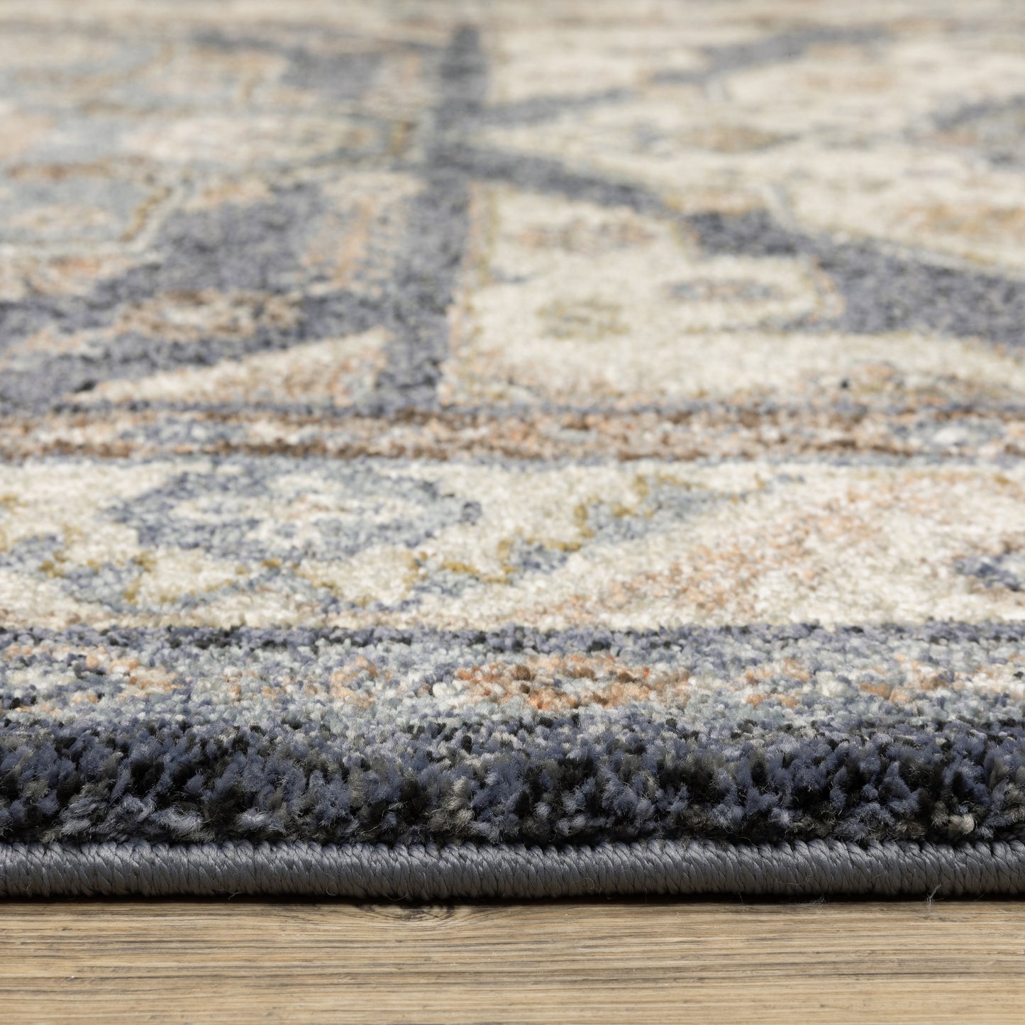 Gemma Medallion Blue/ Rust Oriental Cut Pile Rug