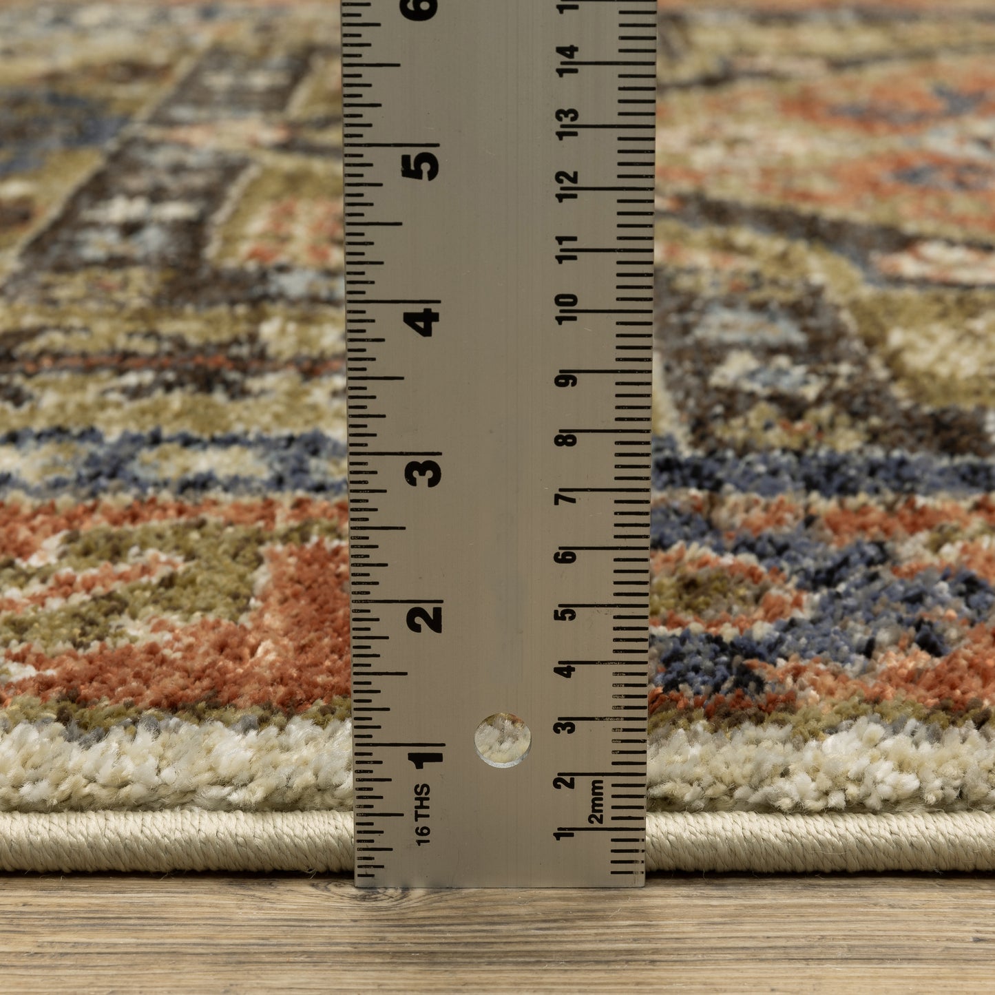 Gemma Medallion Rust/ Blue Geometric Cut Pile Rug