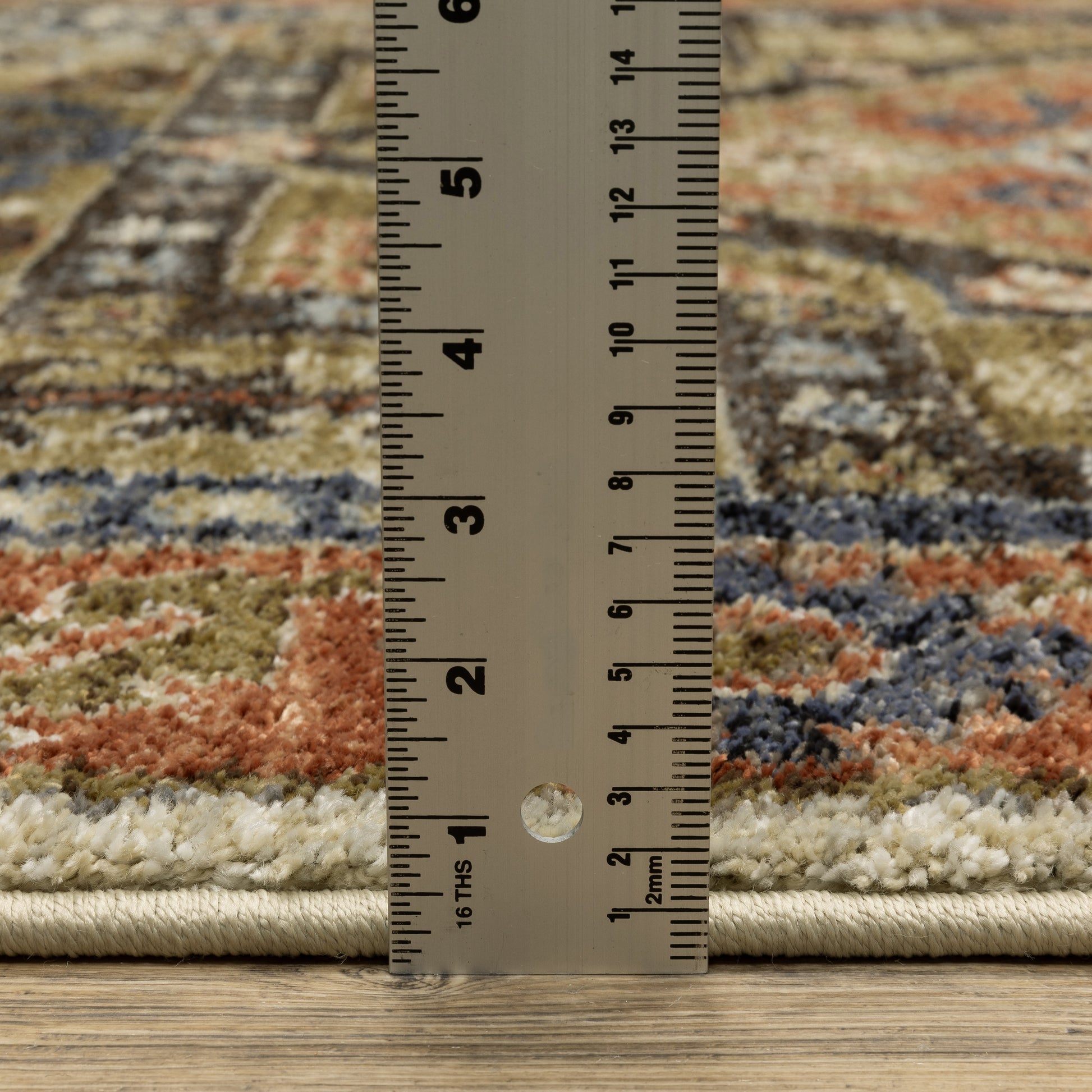 Gemma Medallion Rust/ Blue Geometric Cut Pile Rug