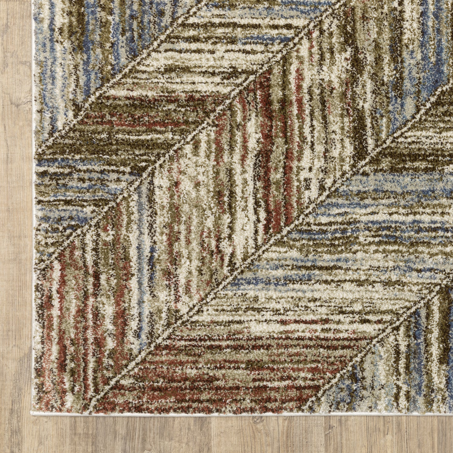 Gemma Geometric Blue/ Rust Cut Pile Rug