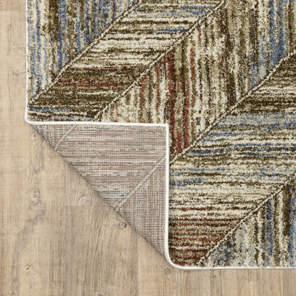 Gemma Geometric Blue/ Rust Cut Pile Rug