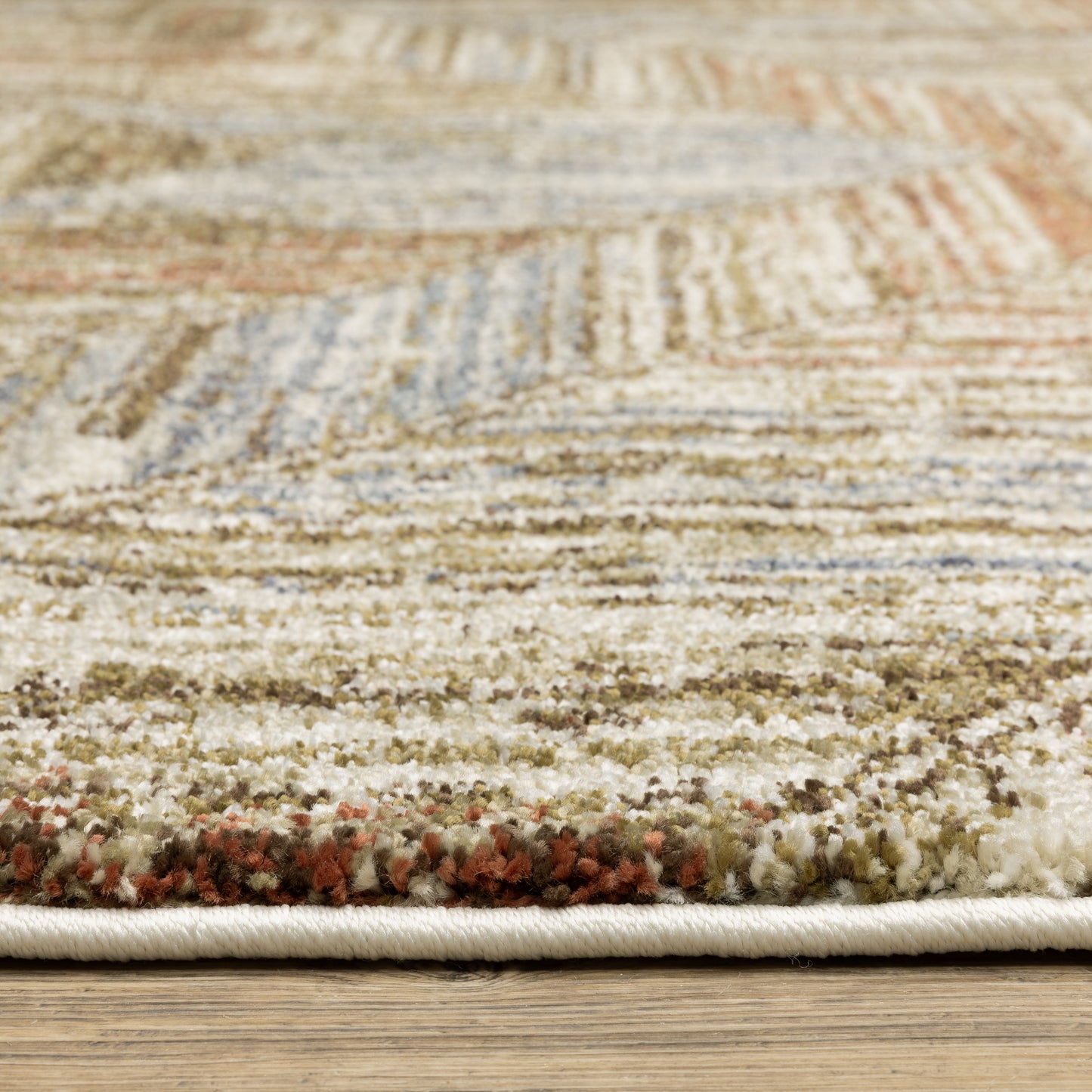Gemma Geometric Blue/ Rust Cut Pile Rug