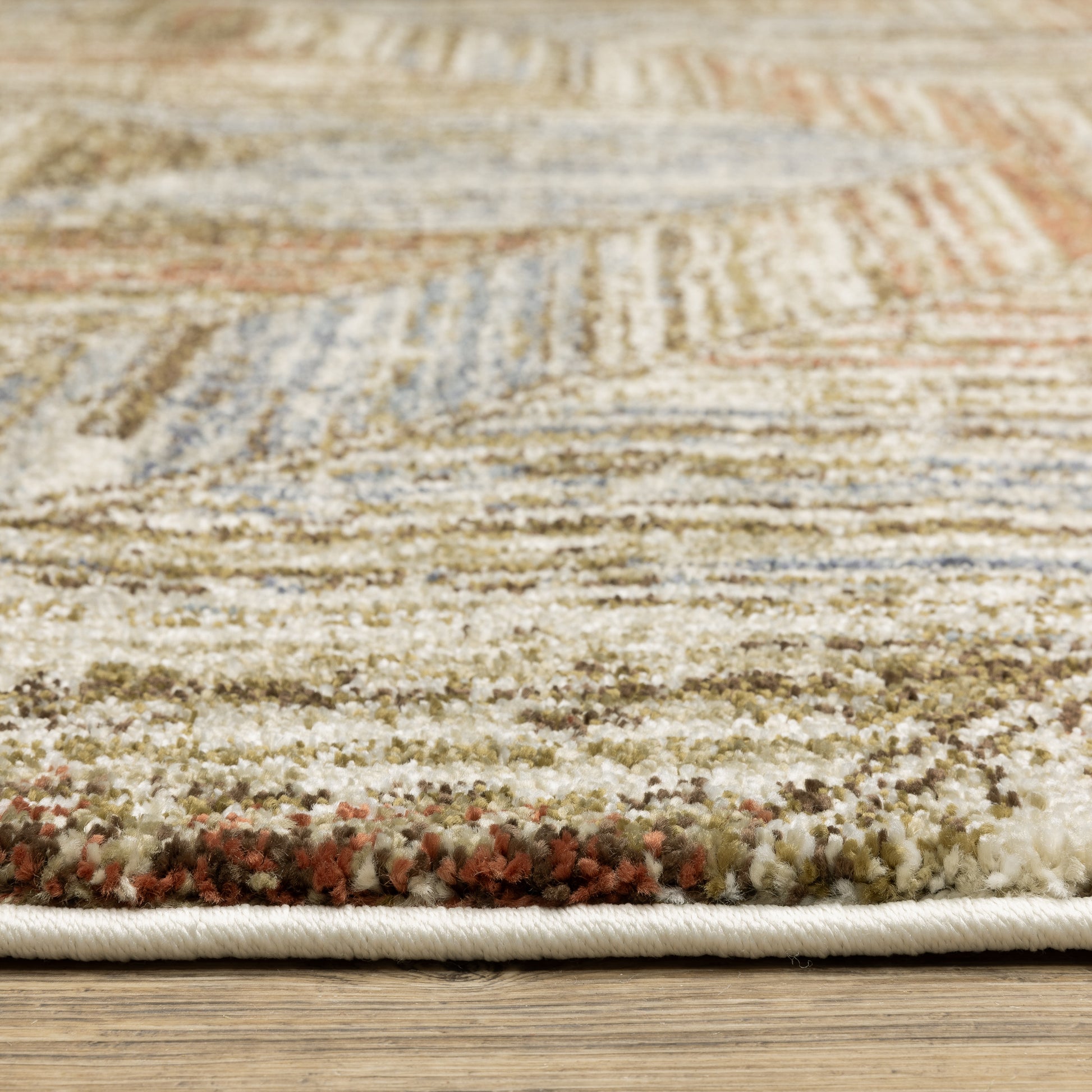 Gemma Geometric Blue/ Rust Cut Pile Rug