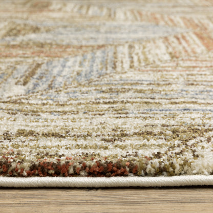 Gemma Geometric Blue/ Rust Cut Pile Rug