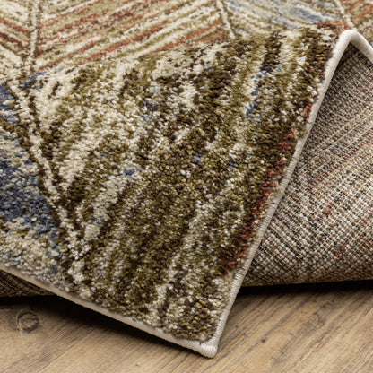 Gemma Geometric Blue/ Rust Cut Pile Rug