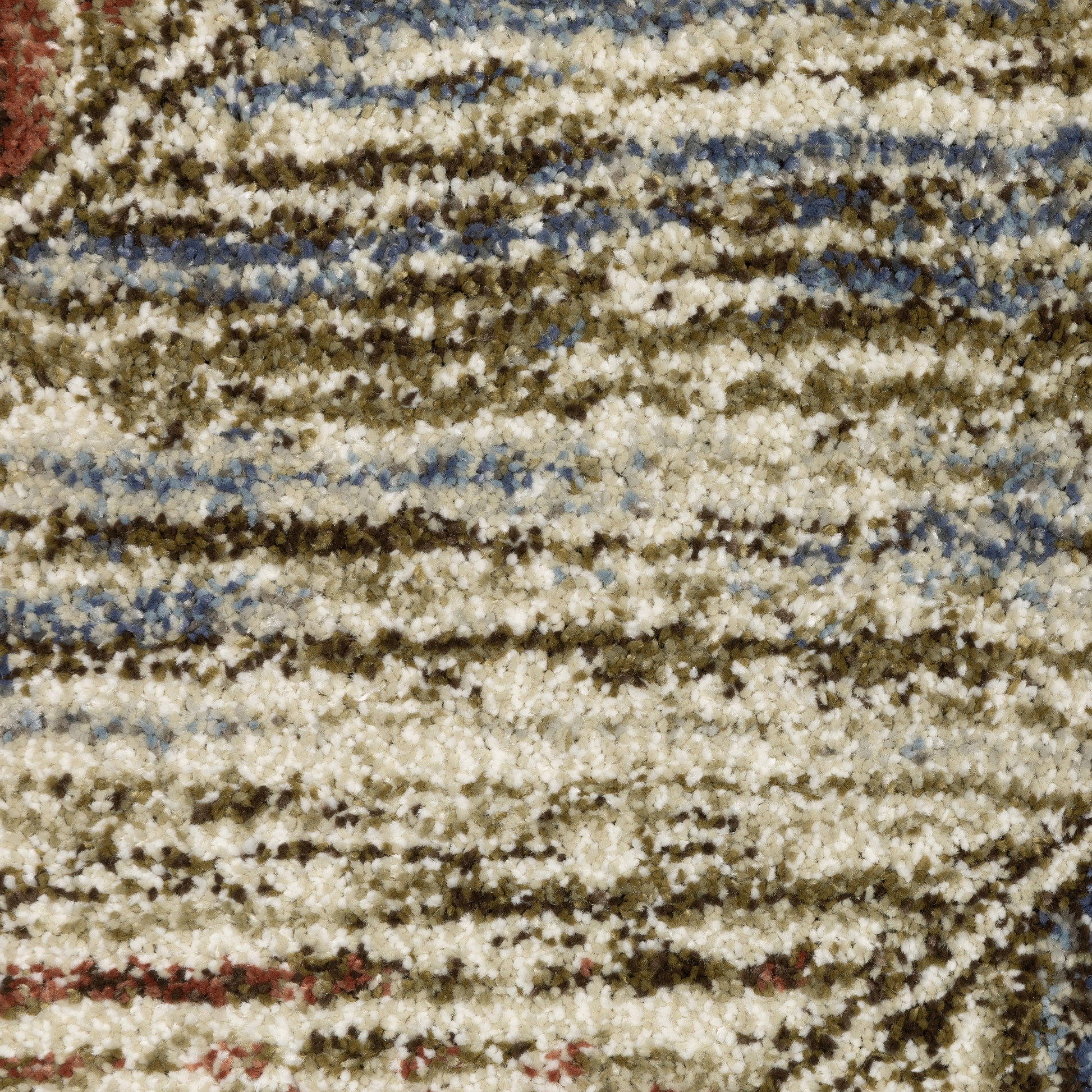 Gemma Geometric Blue/ Rust Cut Pile Rug